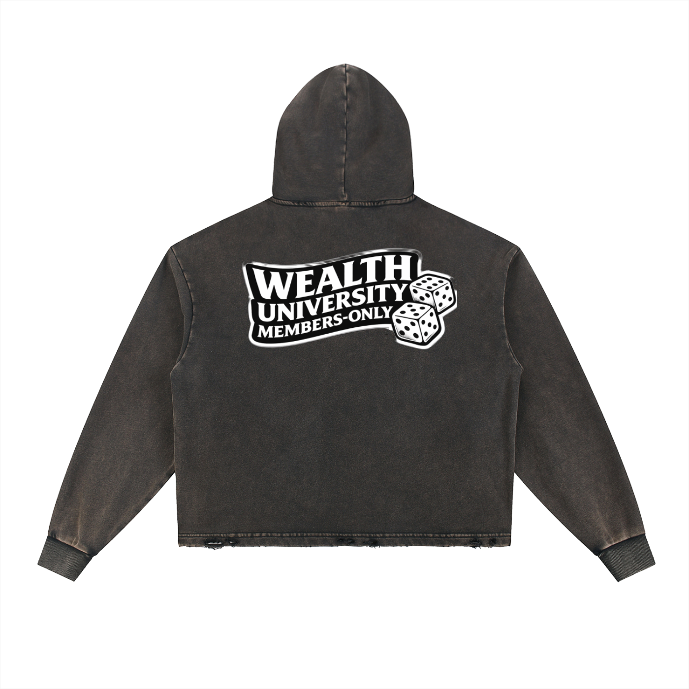 Vintage Washed Frayed-Hem Hoodie