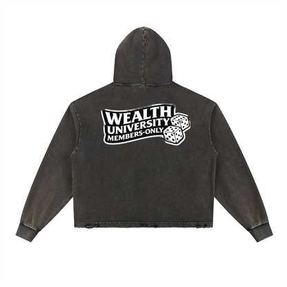 Vintage Washed Frayed-Hem Hoodie