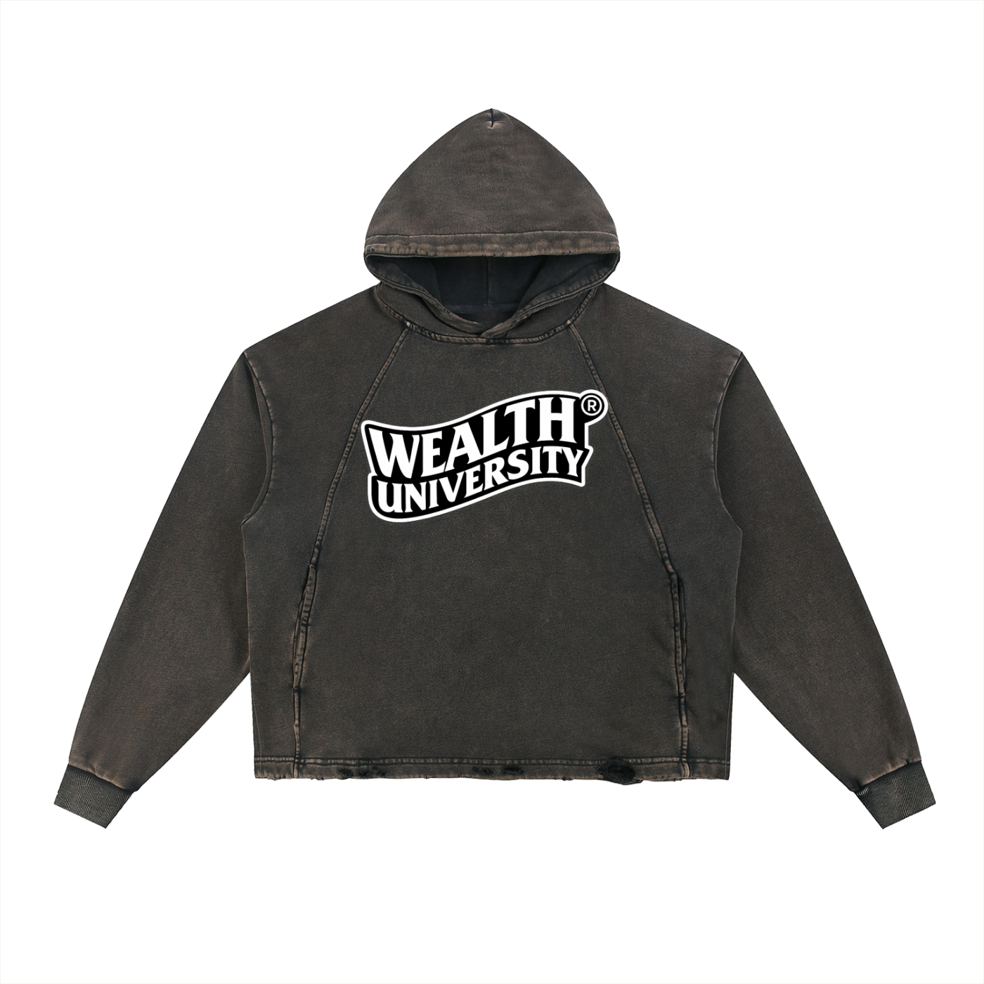 Vintage Washed Frayed-Hem Hoodie