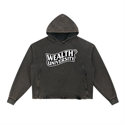 Vintage Washed Frayed-Hem Hoodie